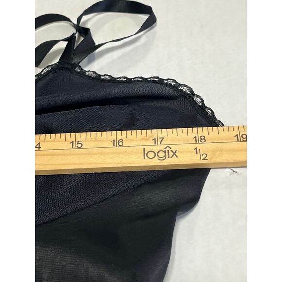 Vintage Vanity Fair Women's Full Slip Dress Lace Satin Whimsigoth Black USA 38 - Picture 11 of 12